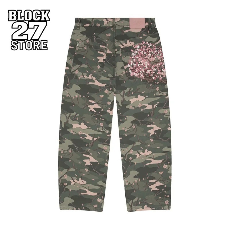 Embroidery Jeans Sakura - Pantalones Vaqueros para Hombre, Estilo Y2K,