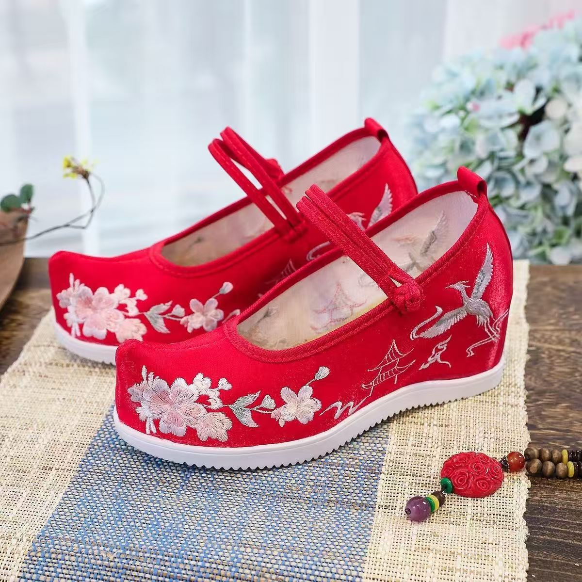 Embroidery Canvas - Zapatos bordados internos aumentados para mujer,