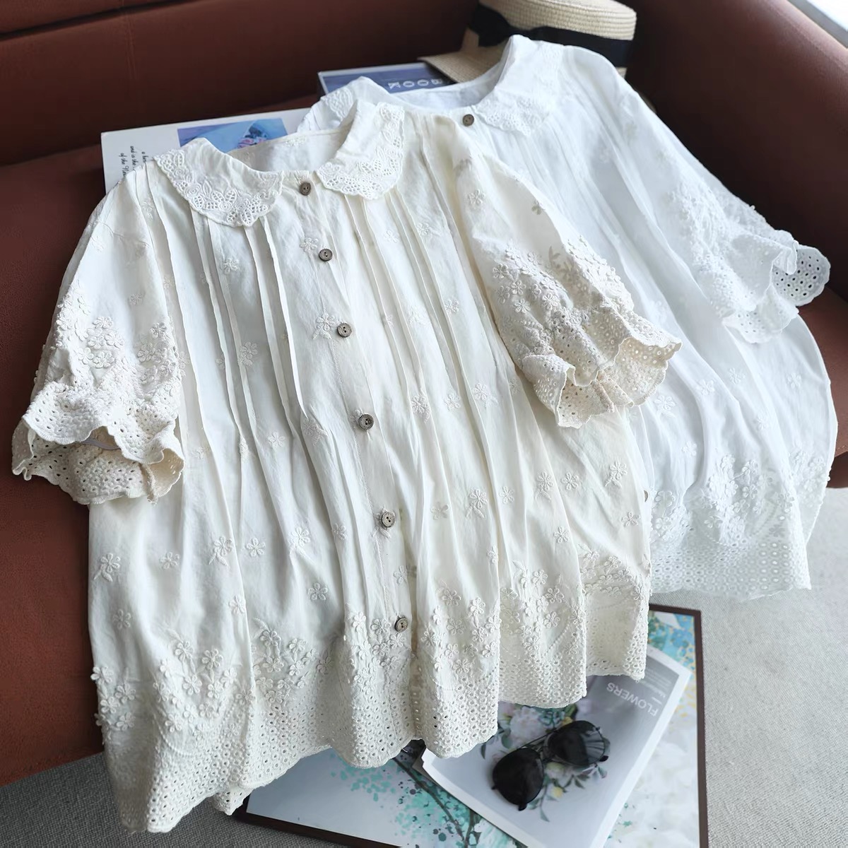 Embroidery Eyelet - Blusa de Mujer 2026 con Cuello