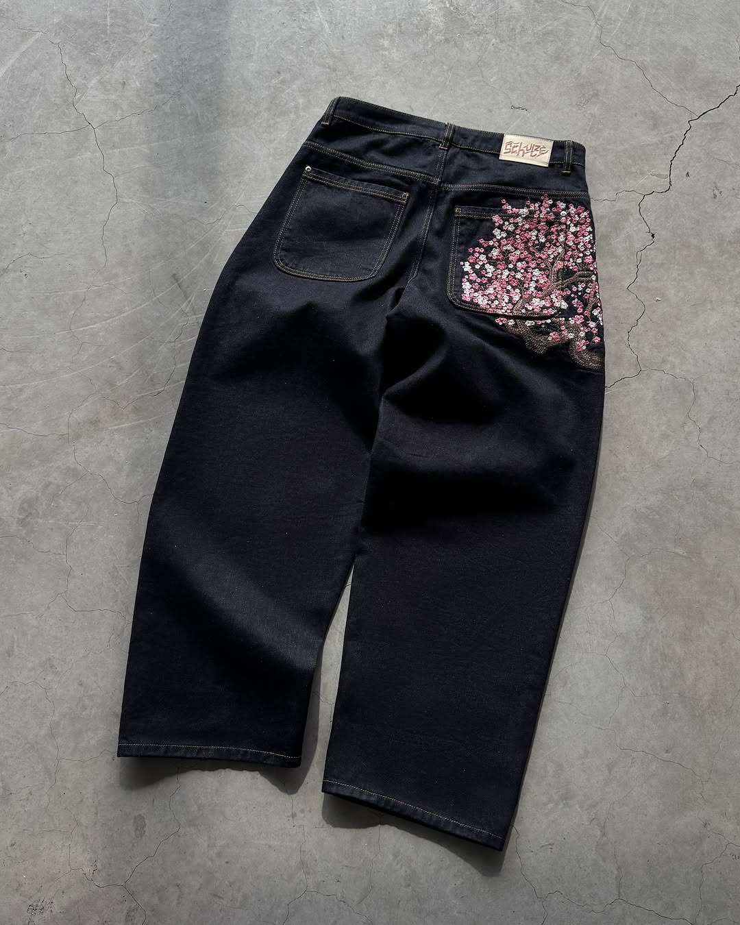 Embroidery Jeans Sakura - Pantalones Vaqueros para Hombre, Bordado Sakura,
