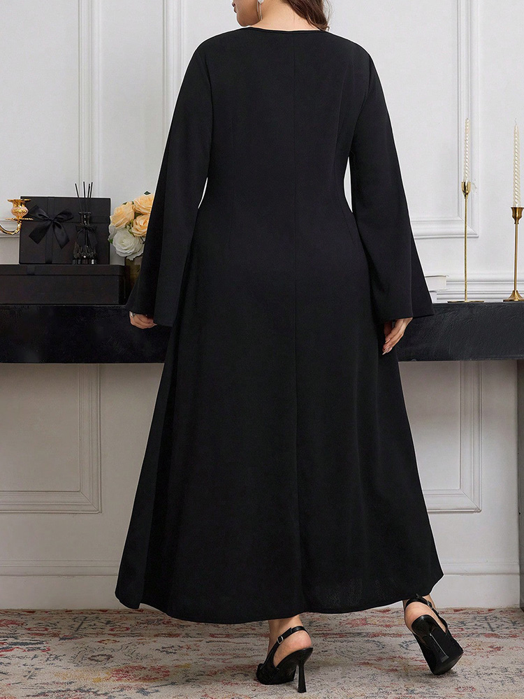 GIBSIE-vestido negro de talla  - Embroidery Motif reseña y precio