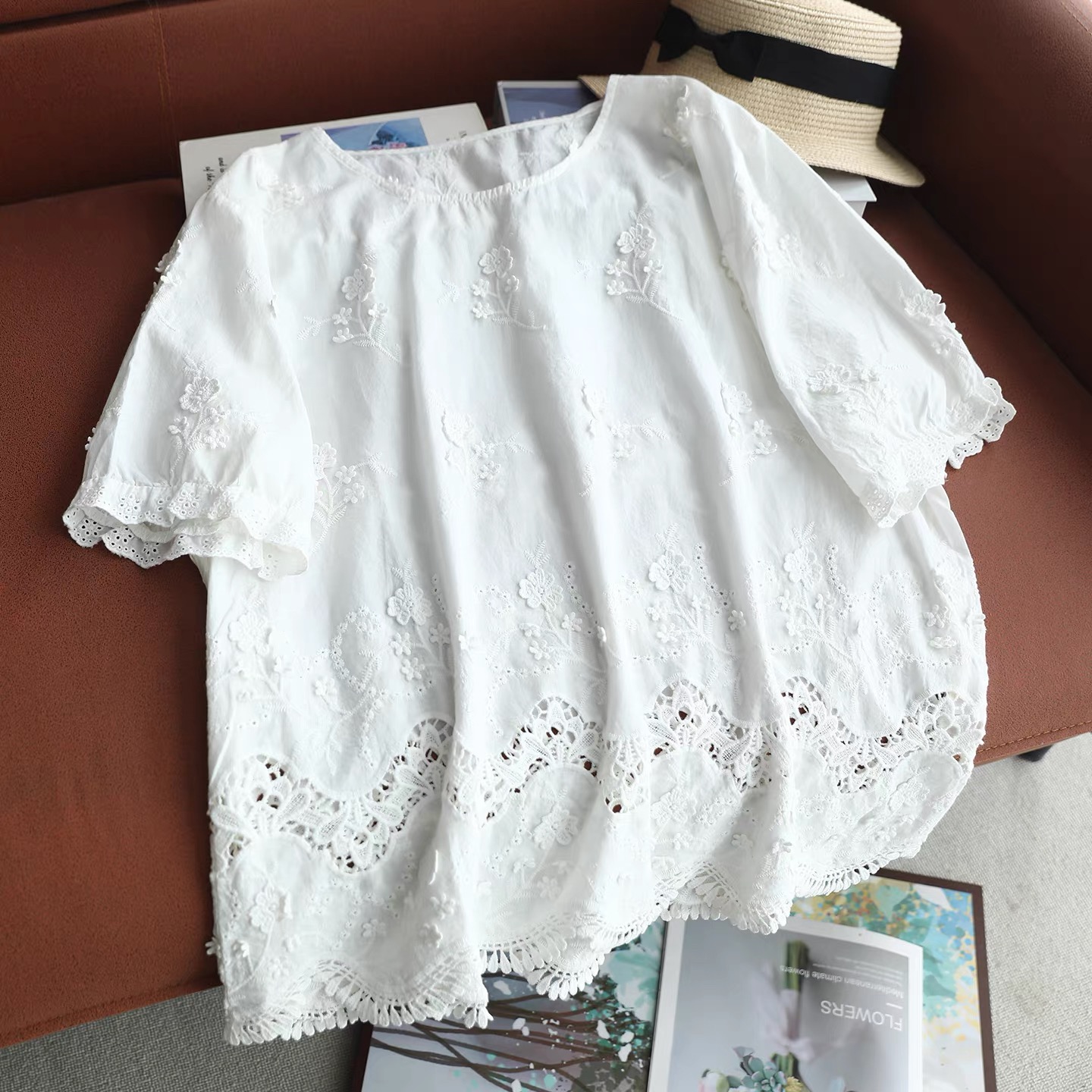 Blusa Vintage de Algodón Blanc - Embroidery Eyelet reseña y precio