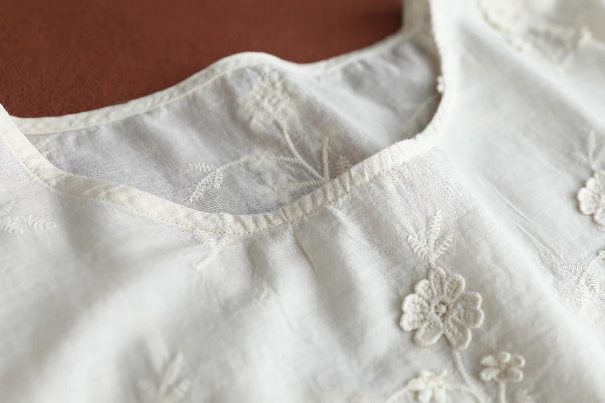 Blusa Vintage de Algodón Blanc - Embroidery Eyelet reseña y precio
