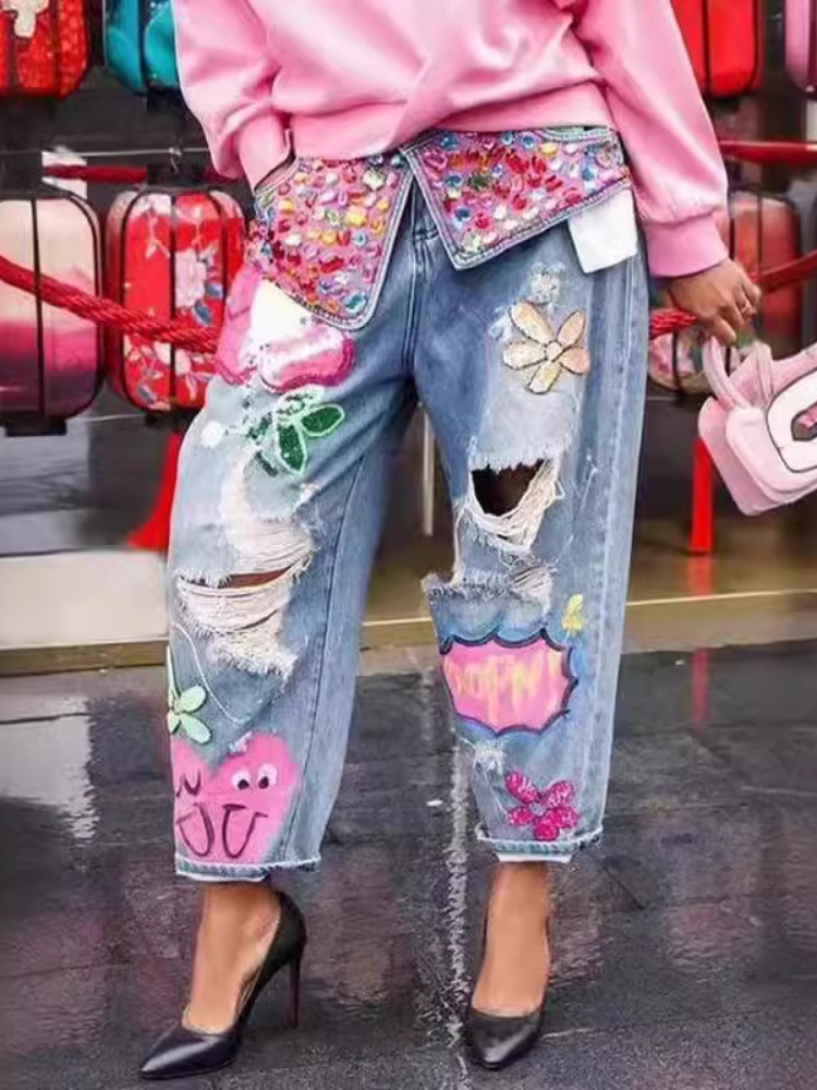 Pantalones vaqueros elegantes  - Embroidery Jeans Sakura reseña y precio