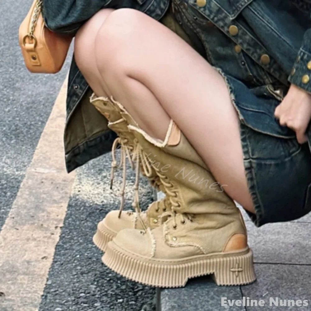 Botas hasta la rodilla con cor - Embroidery Canvas reseña y precio