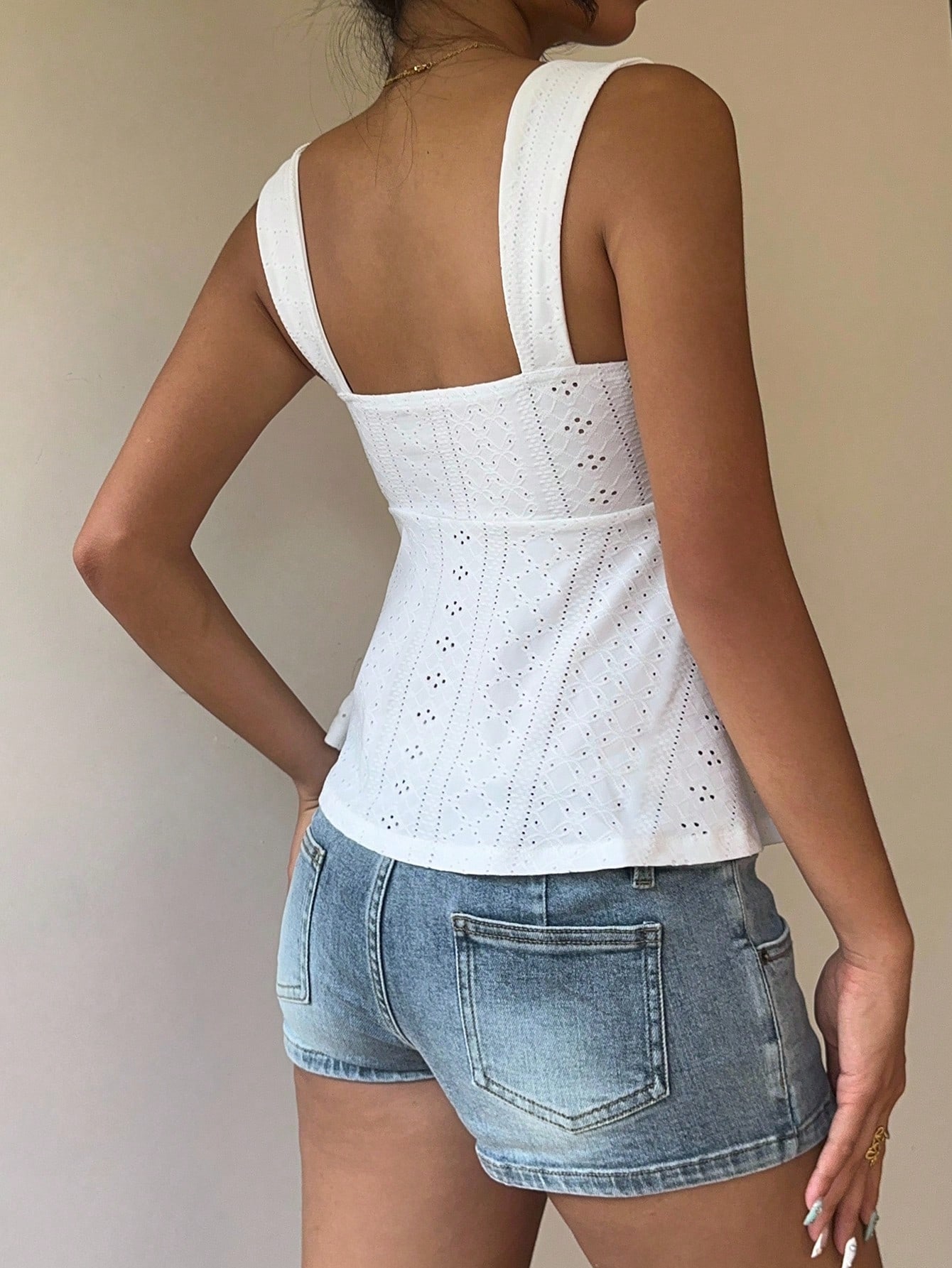 Camisola de tirantes anchos co - Embroidery Eyelet reseña y precio