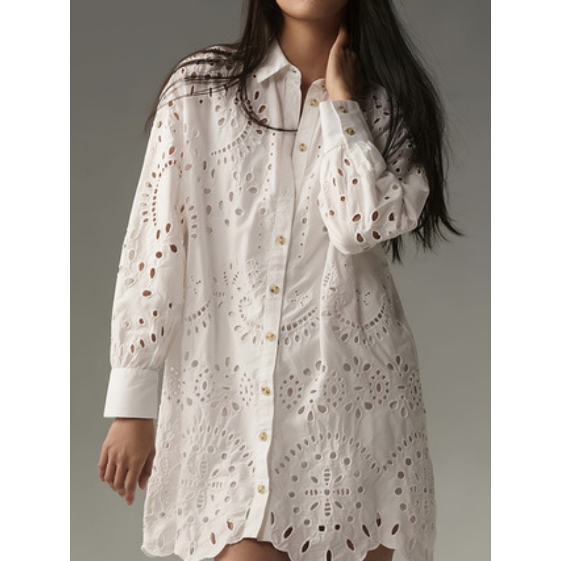 Vestido camisero de mujer con  - Embroidery Eyelet reseña y precio