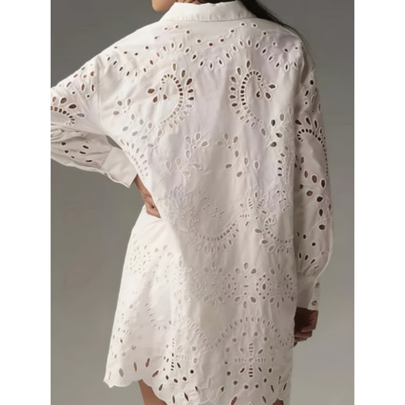 Vestido camisero de mujer con  - Embroidery Eyelet reseña y precio