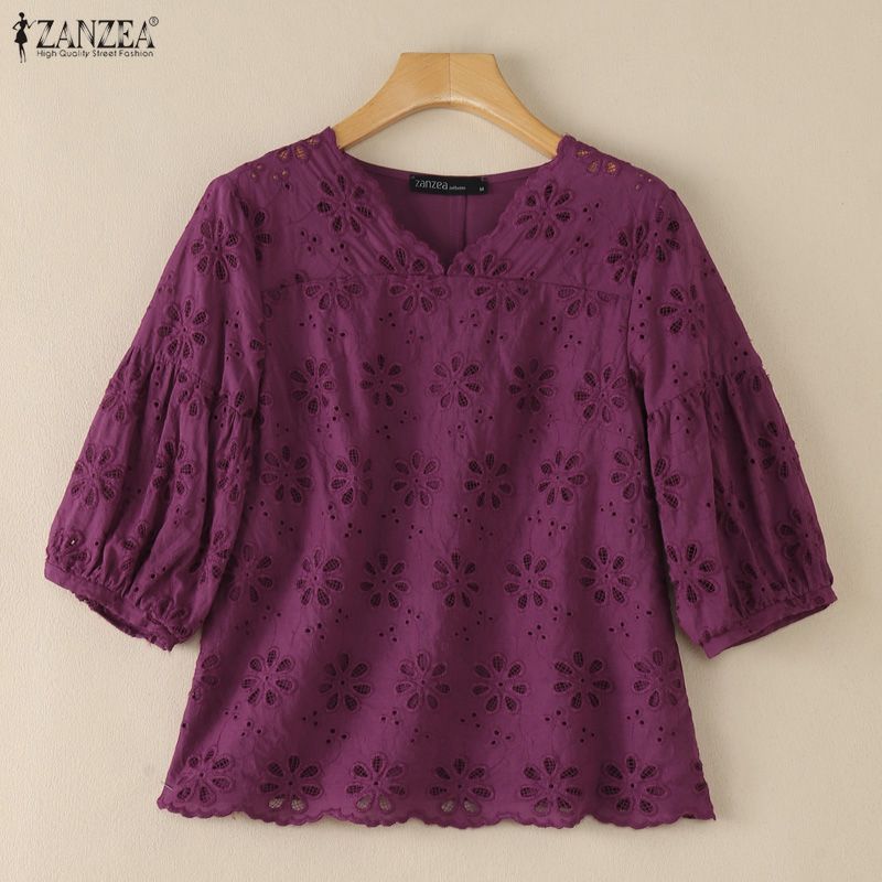 ZANZEA 2026 Blusas con Bordado - Embroidery Eyelet reseña y precio