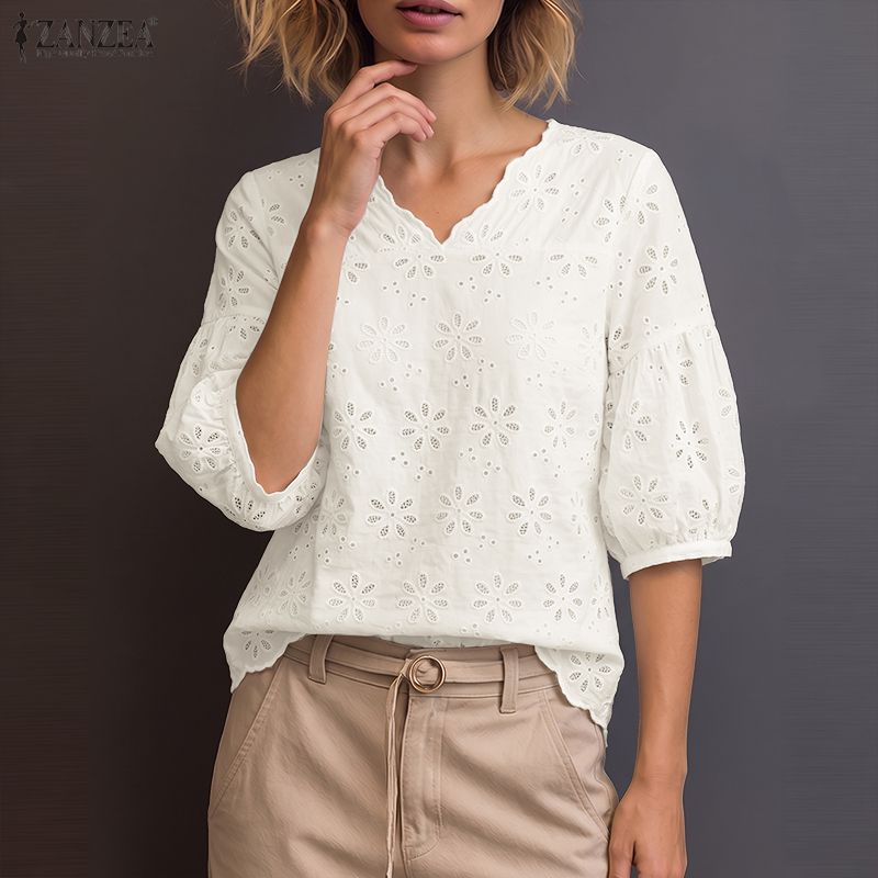 ZANZEA 2026 Blusas con Bordado - Embroidery Eyelet reseña y precio