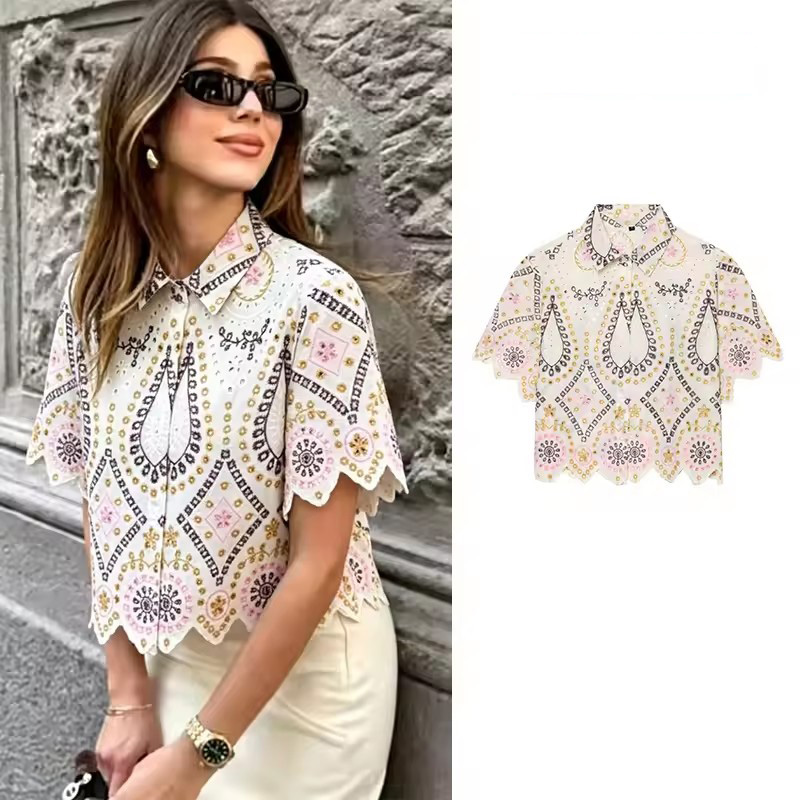 PRINTKAOIR Camisa de mujer con - Embroidery Eyelet reseña y precio
