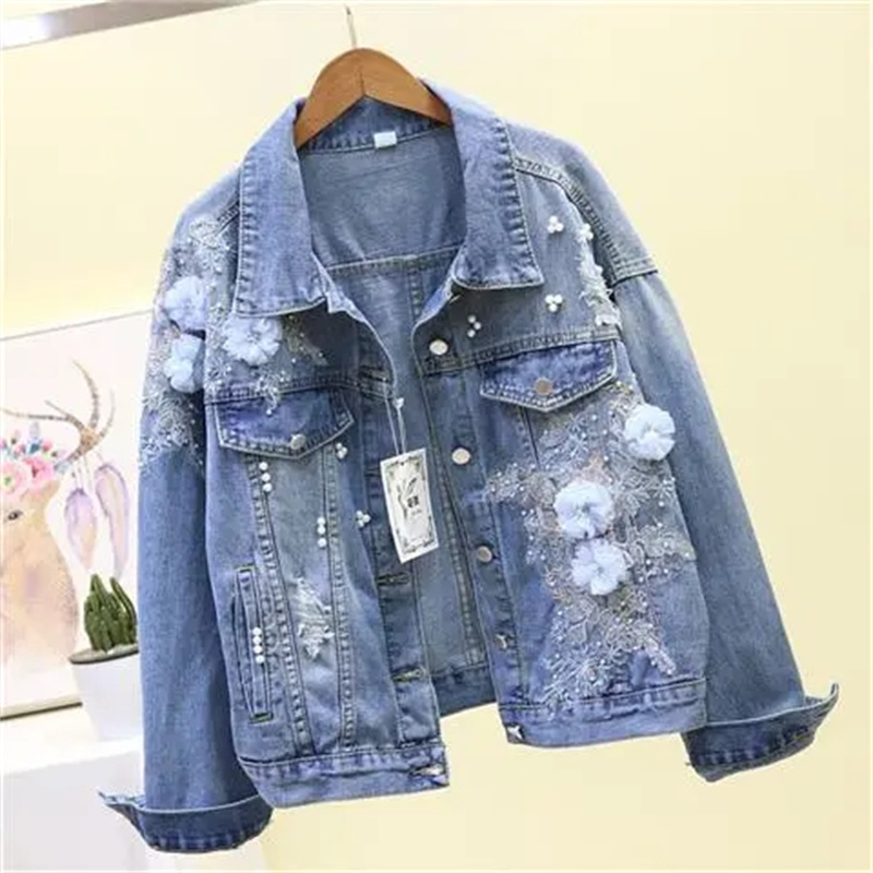 Chaqueta corta de mezclilla bo - Embroidery Jeans Sakura reseña y precio