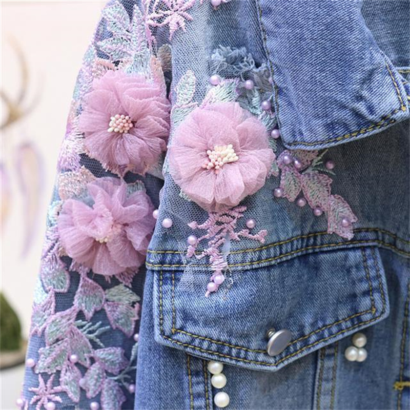 Chaqueta corta de mezclilla bo - Embroidery Jeans Sakura reseña y precio